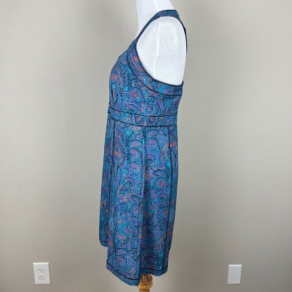 Title Nine Dress 6 Blue Purple Trouble Nimblene Paisley Built In Bra Zip Sheath - Picture 10 of 14